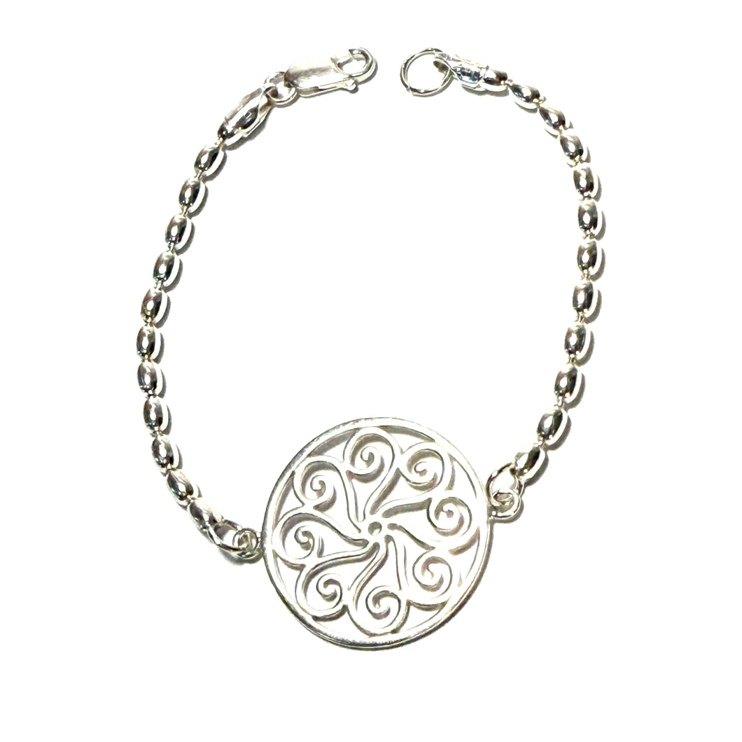 Round Scroll Artisan Gate & Rice Bead Bracelet