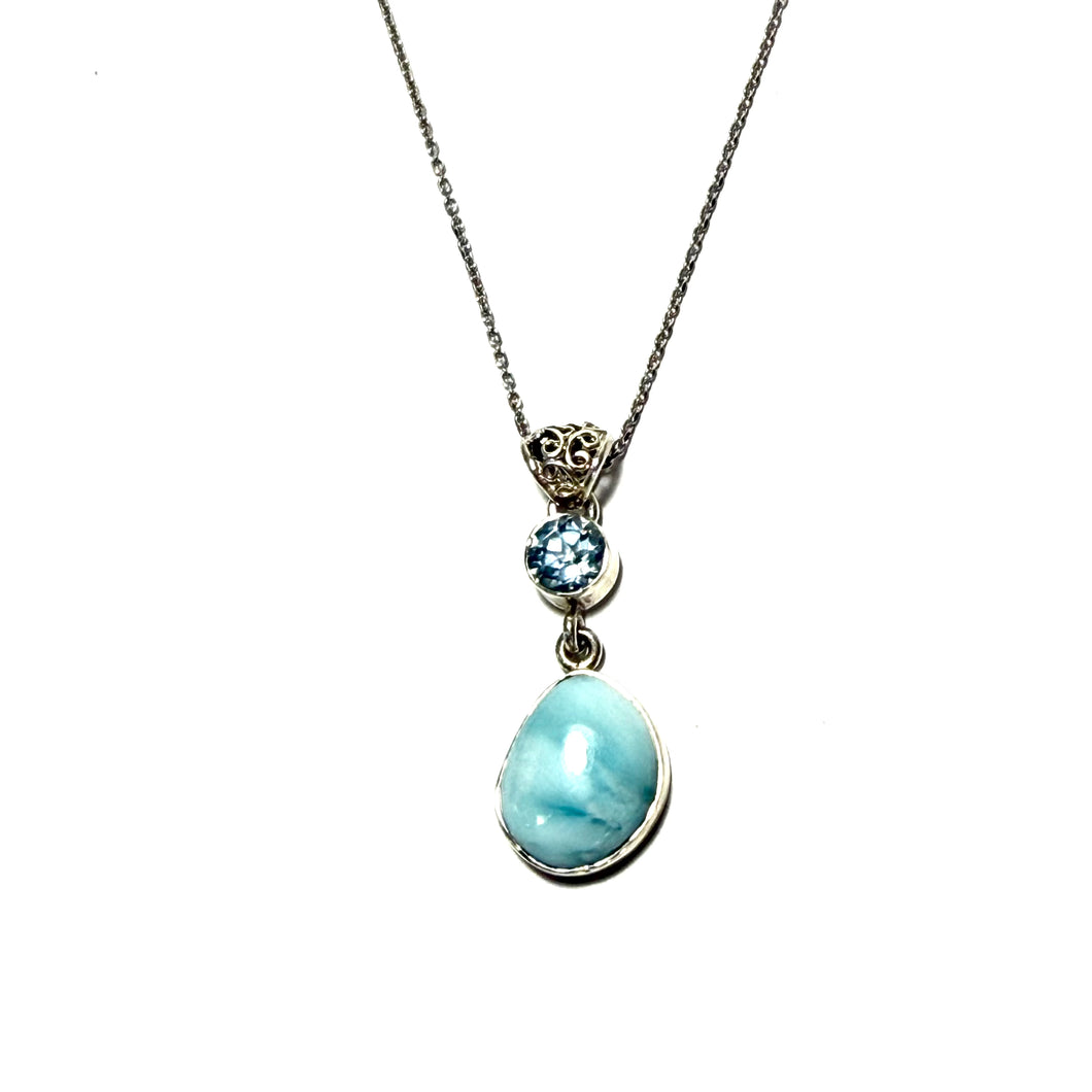 Sterling Larimar & Blue Topaz Necklace