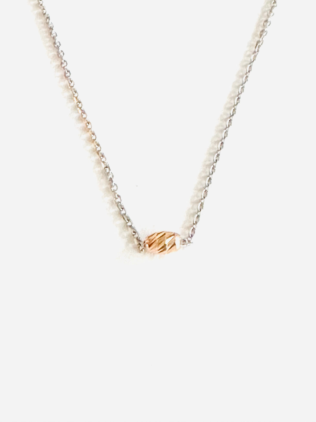 Sterling Rose Gold Vermeil Rice Bead Mini Necklace
