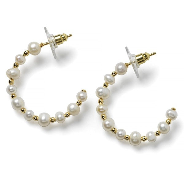 Southern Gates® Pearl And Gold Bead Margeaux Hoop Earrings (30mm)