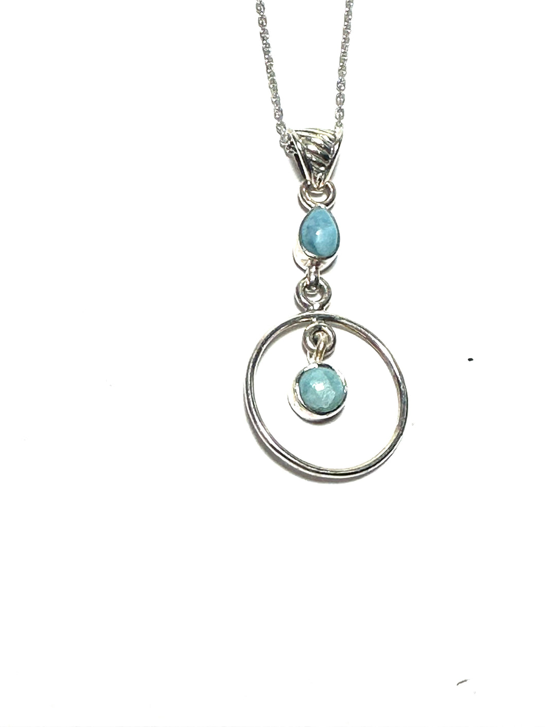 Sterling Larimar Double Drop Necklace