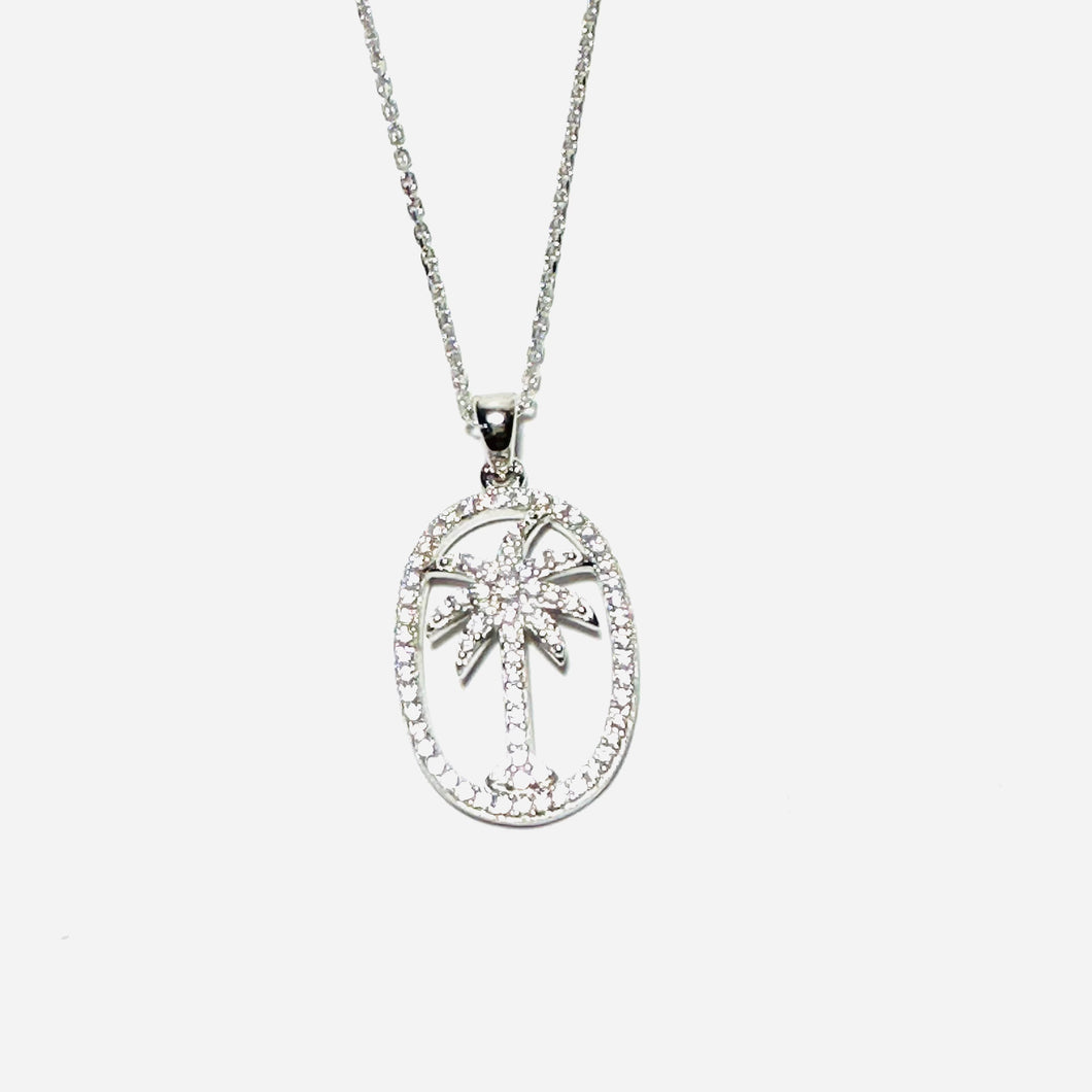 Sterling Silver Framed Palmetto Necklace