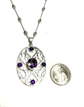 Load image into Gallery viewer, Sterling Artisan Gate &amp; Amethyst Necklace
