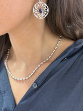 Load image into Gallery viewer, Sterling Artisan Gate &amp; Sapphire Earrings
