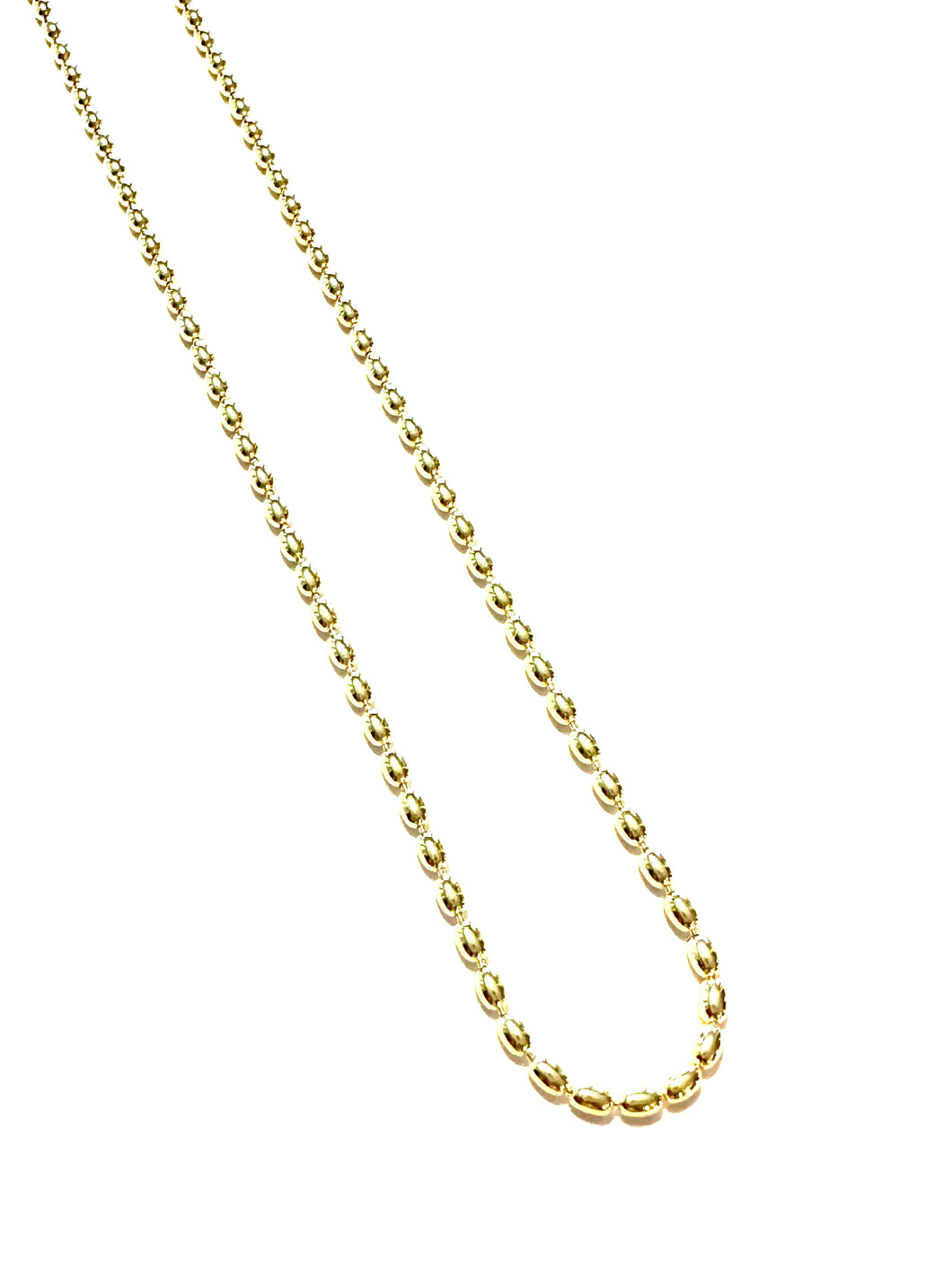 Large Gold Plated Sterling Rice Bead Necklace