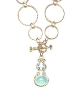 Load image into Gallery viewer, Gold Filled Blue Topaz &amp; Chalcedony Toggle Necklace
