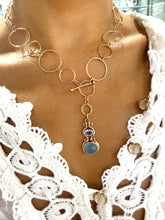 Load image into Gallery viewer, 14kt Gold Filled Blue Topaz &amp; Chalcedony Toggle Necklace
