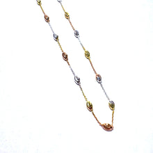 Load image into Gallery viewer, Sterling Tri-gold Vermeil Station Rice Bead Necklace
