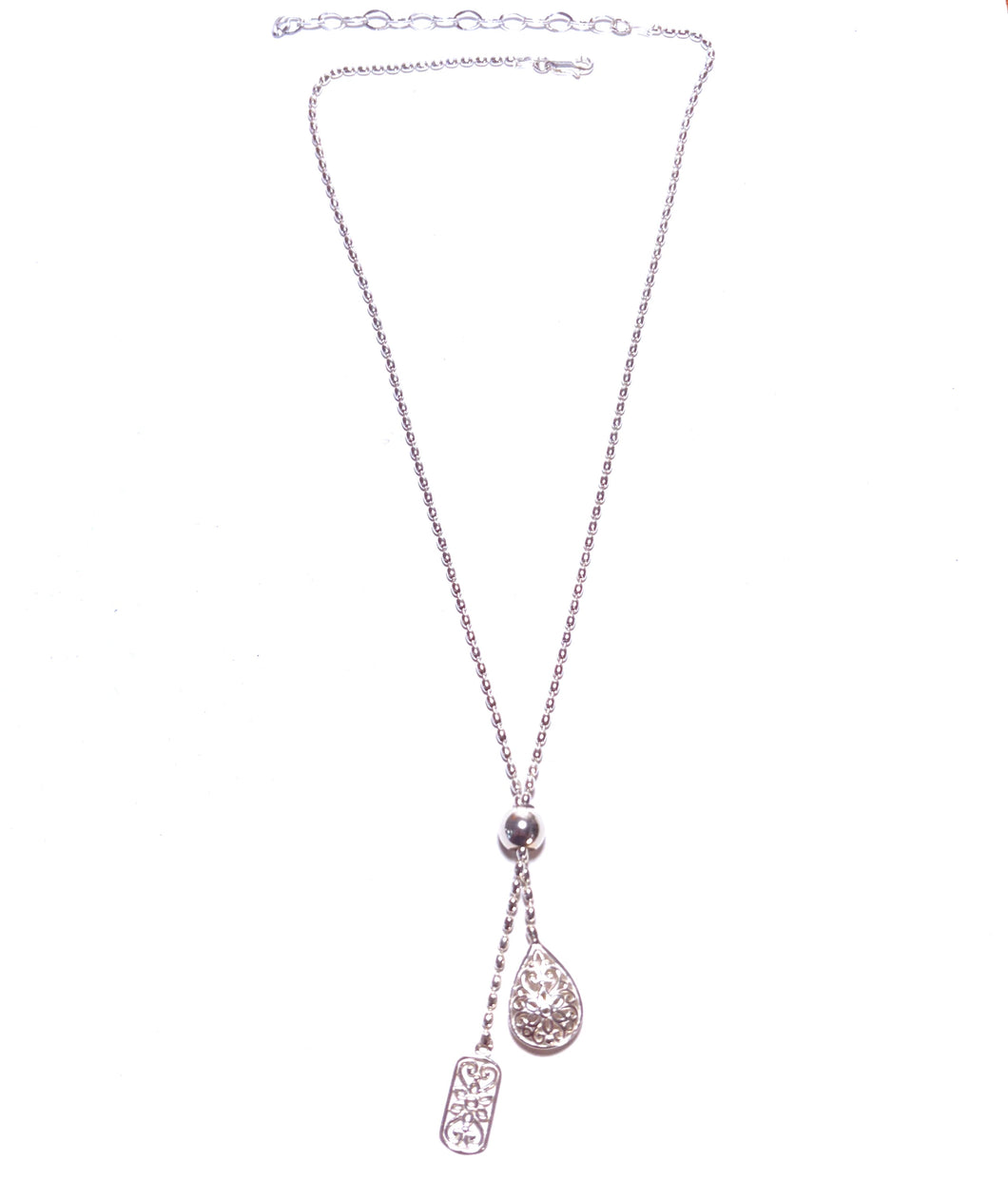 Double Southern Gate & Rice Bead Lariat Necklace