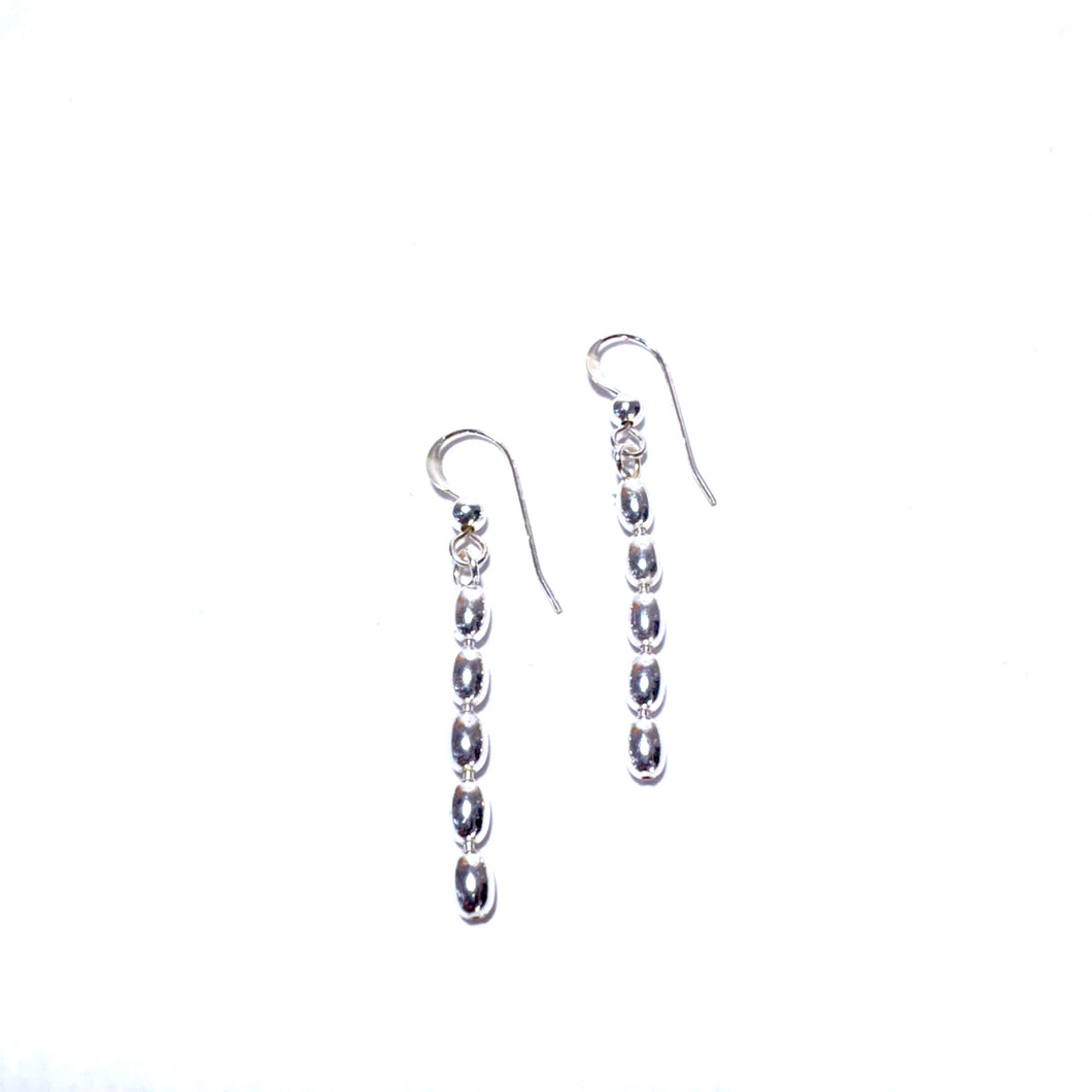 Large 5 Bead Drop Rice Earrings