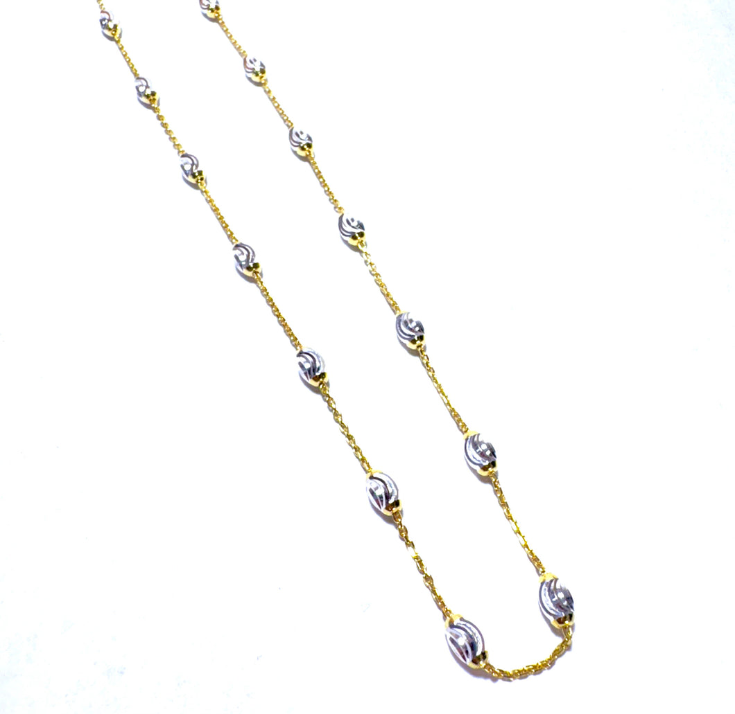 Yellow Gold Vermeil-Station Rice Bead Necklace