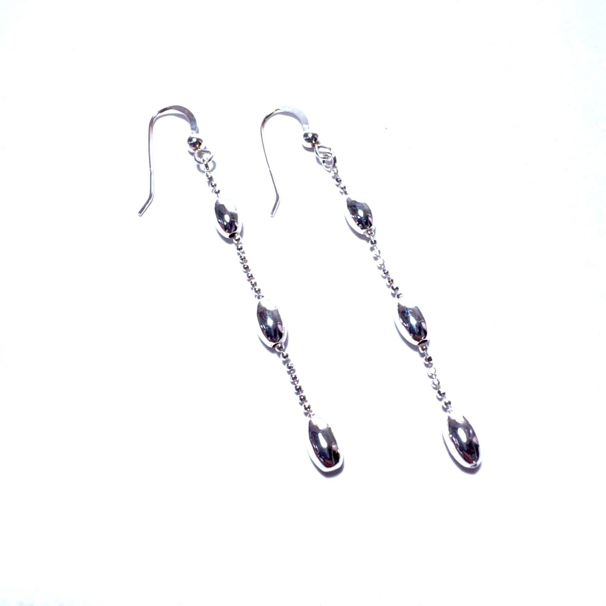 Sterling Rice Bead Dangle Earrings