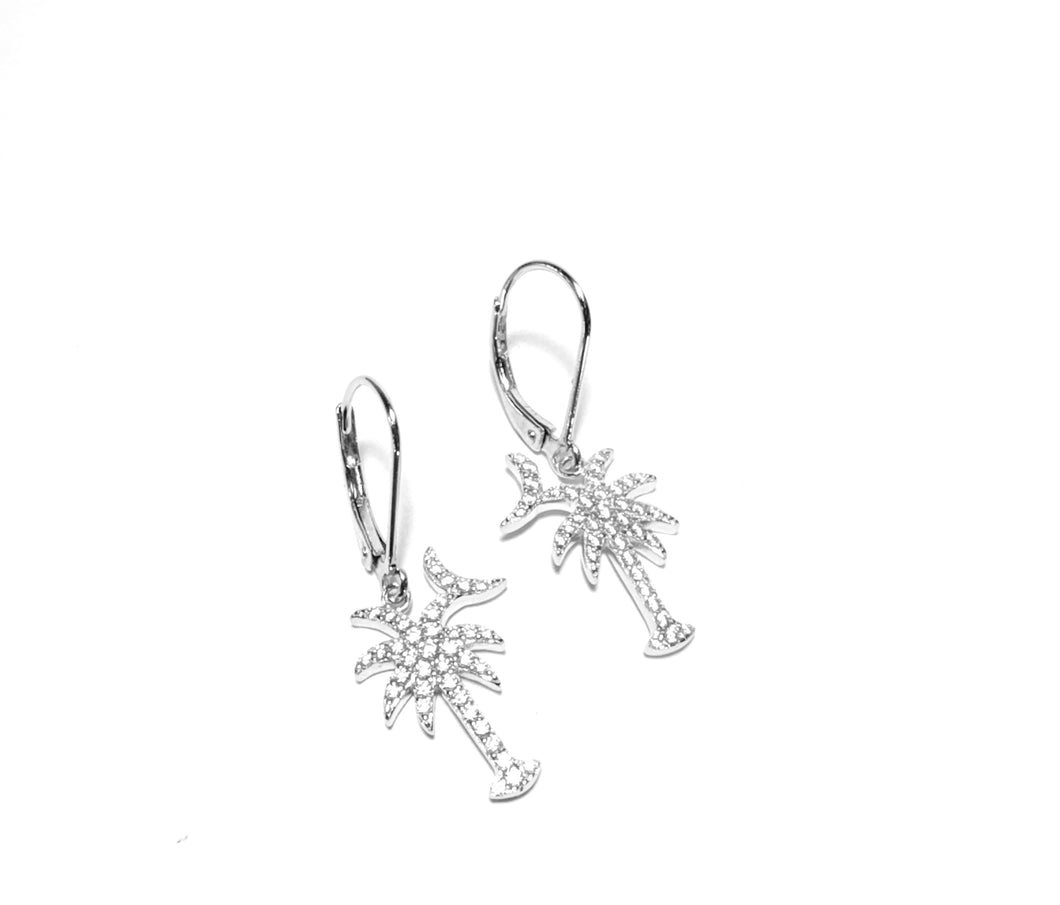 Sterling Silver Palmetto & Moon Earrings