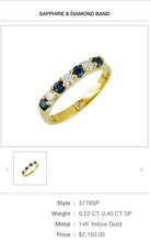 Load image into Gallery viewer, 14kt Yellow Gold Sapphire and Diamond Band
