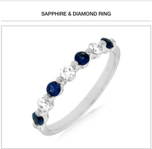 Load image into Gallery viewer, 14kt White Gold Sapphire and Diamond Band
