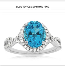 Load image into Gallery viewer, 14kt White Gold Blue Topaz &amp; Diamond Ring
