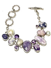 Load image into Gallery viewer, Sterling Tiffany Jasper, Amethyst &amp; Pearl Bracelet Set
