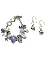 Load image into Gallery viewer, Sterling Tiffany Jasper, Amethyst &amp; Pearl Bracelet Set
