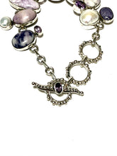 Load image into Gallery viewer, Sterling Tiffany Jasper, Amethyst &amp; Pearl Bracelet Set
