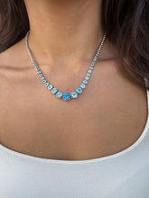 Load image into Gallery viewer, Sterling Blue Topaz Tennis Necklace Set

