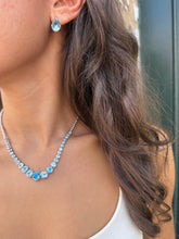 Load image into Gallery viewer, Sterling Blue Topaz Tennis Necklace Set
