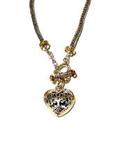 Load image into Gallery viewer, Sterling &amp; Gold Filled Byzantine Heart Toggle Bracelet
