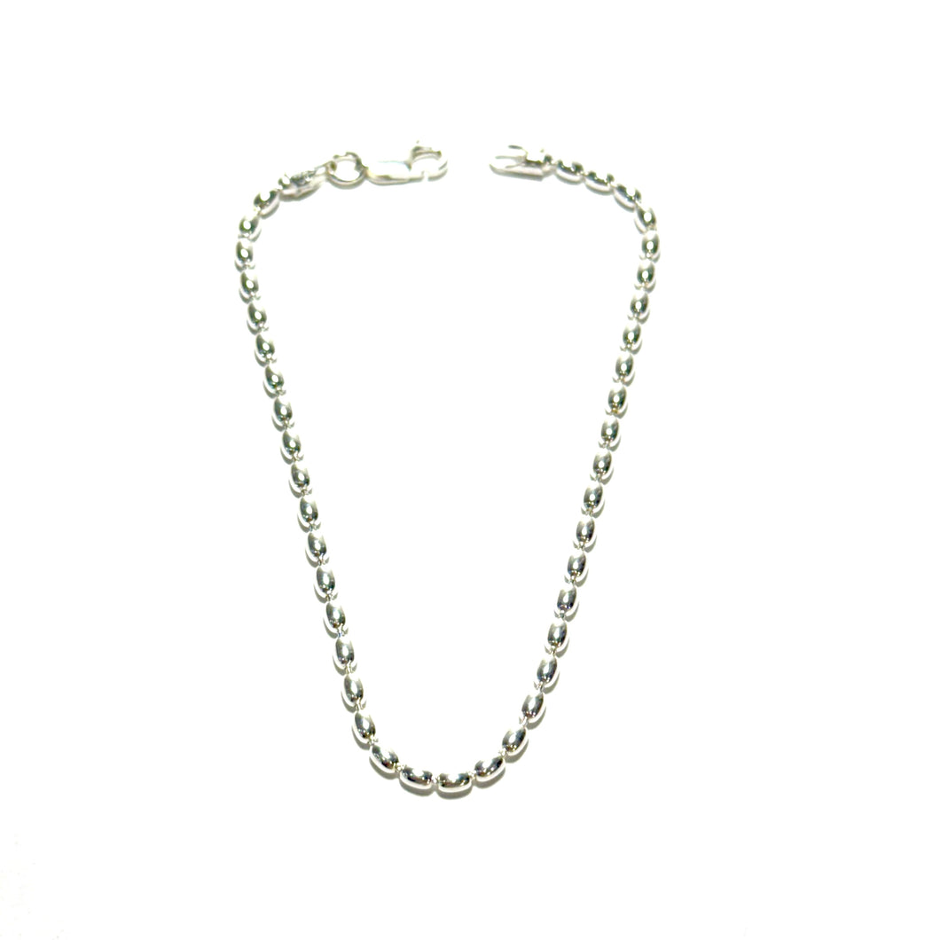 Medium Sterling Rice Bead Bracelet