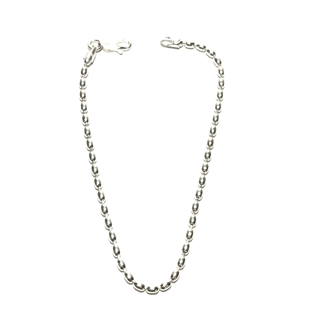 Large Sterling Rice Bead Bracelet