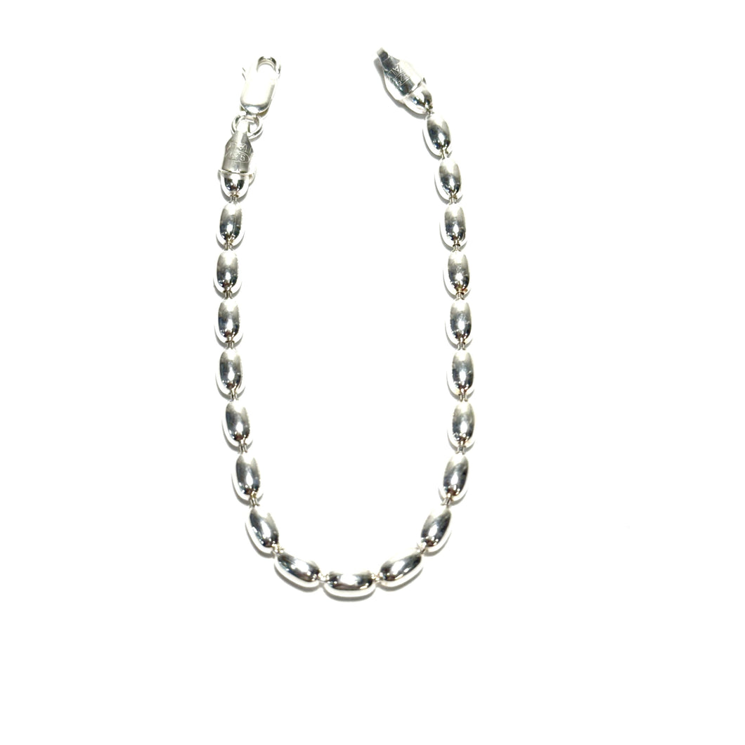 Extra Large Sterling Rice Bead Bracelet