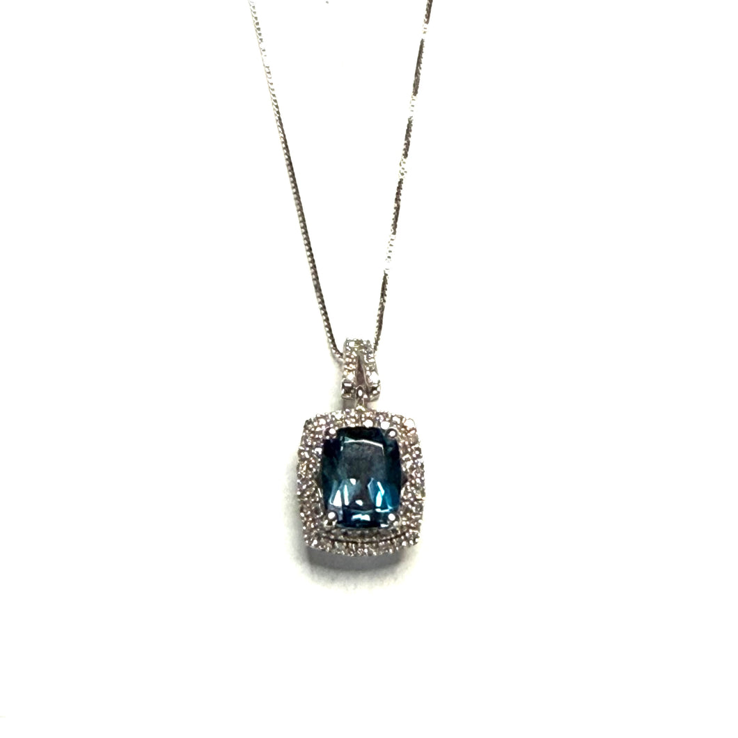 10kt Gold London Blue Topaz & Diamond Necklace