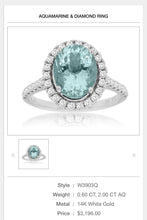 Load image into Gallery viewer, 14kt Gold Aquamarine &amp; Diamond Ring
