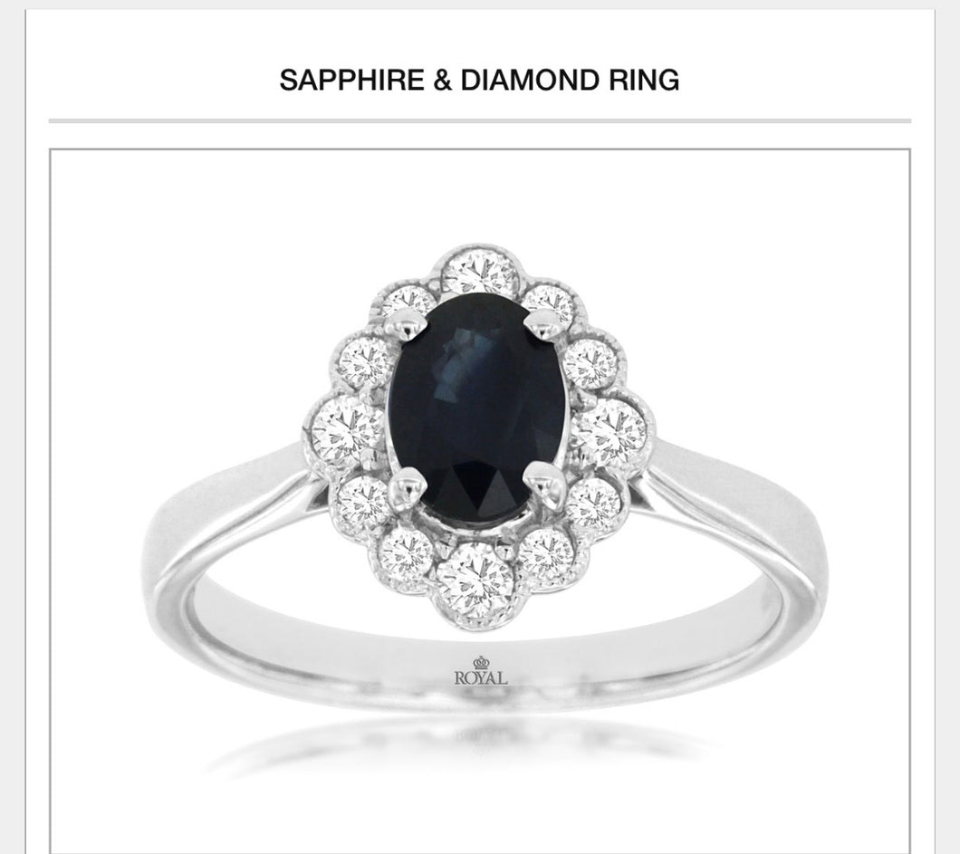 14kt Gold Sapphire & Diamond Ring