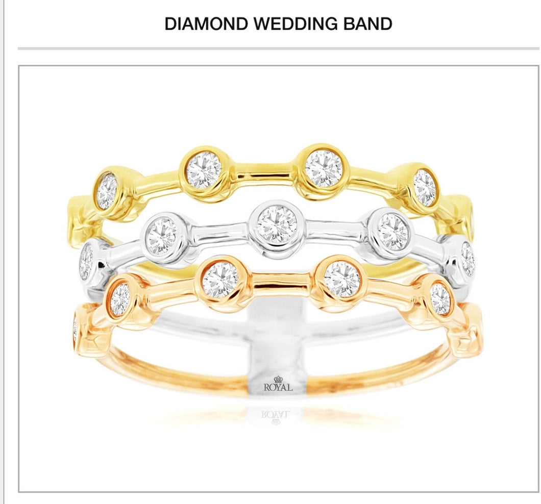 14kt Tri-Gold Diamond Band