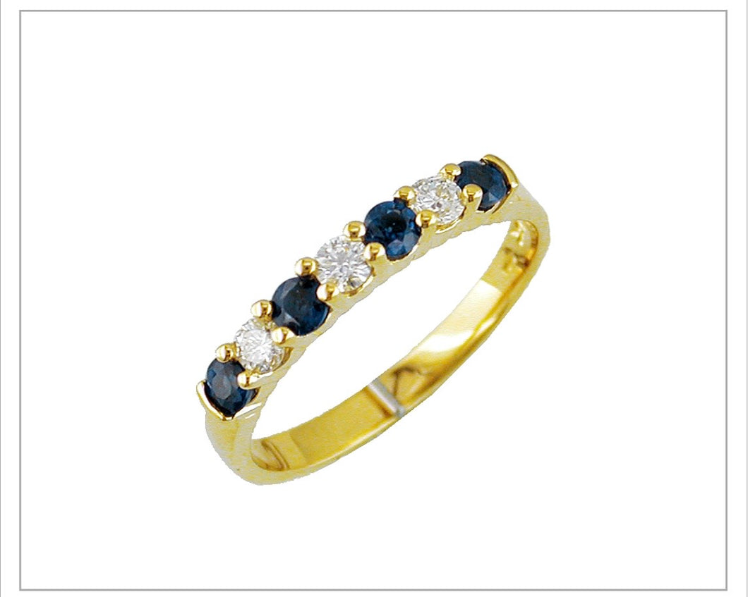 14kt Gold Sapphire and Diamond Band