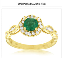 Load image into Gallery viewer, 14kt Gold Emerald &amp; Diamond Ring
