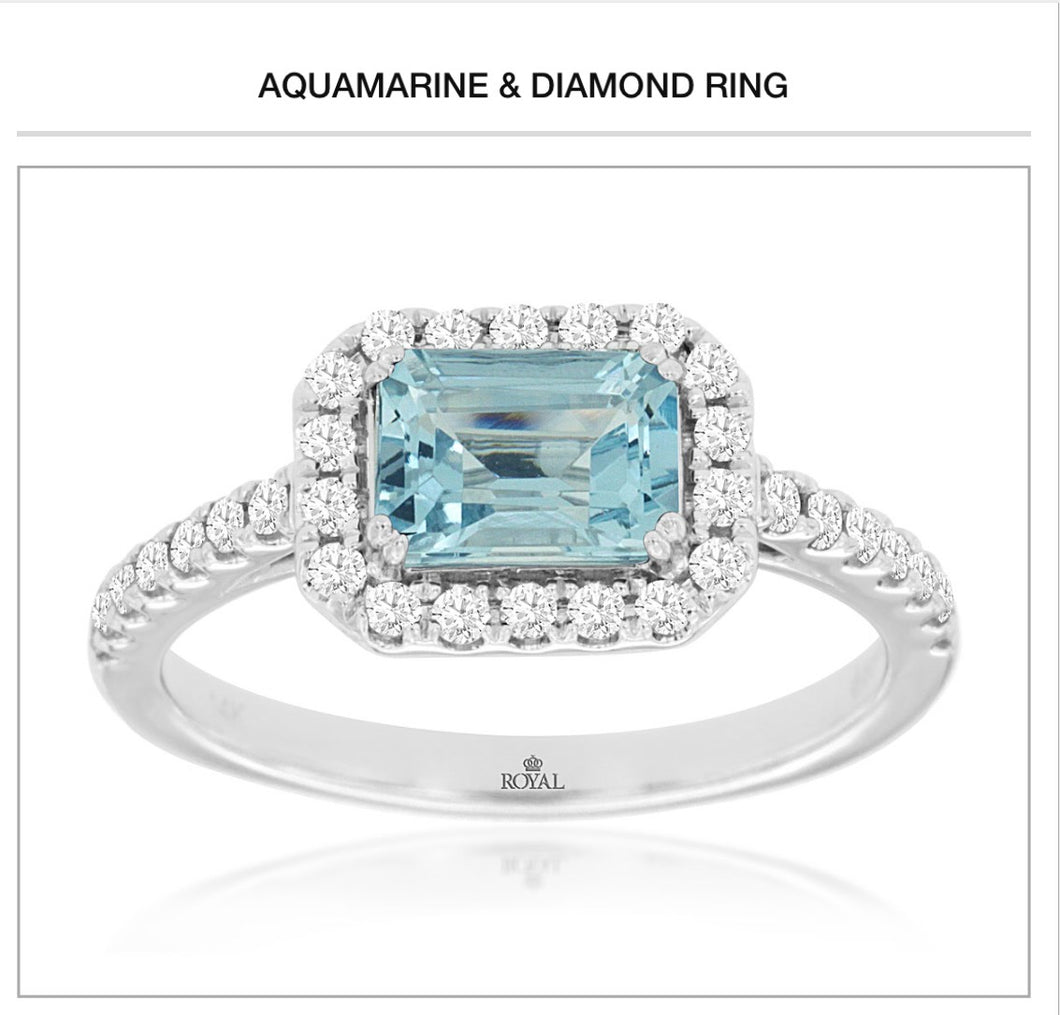 14kt Gold Aquamarine & Diamond Ring