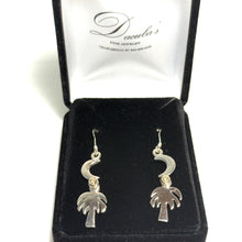 Load image into Gallery viewer, Sterling Silver &amp; 14kt Gold Palmetto &amp; Moon Earrings
