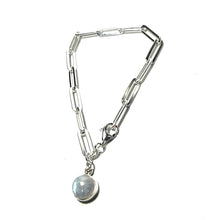 Load image into Gallery viewer, Sterling Moonstone &amp; Paperclip Bracelet
