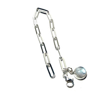 Load image into Gallery viewer, Sterling Moonstone &amp; Paperclip Bracelet
