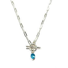 Load image into Gallery viewer, Sterling Blue Topaz &amp; Paperclip Necklace
