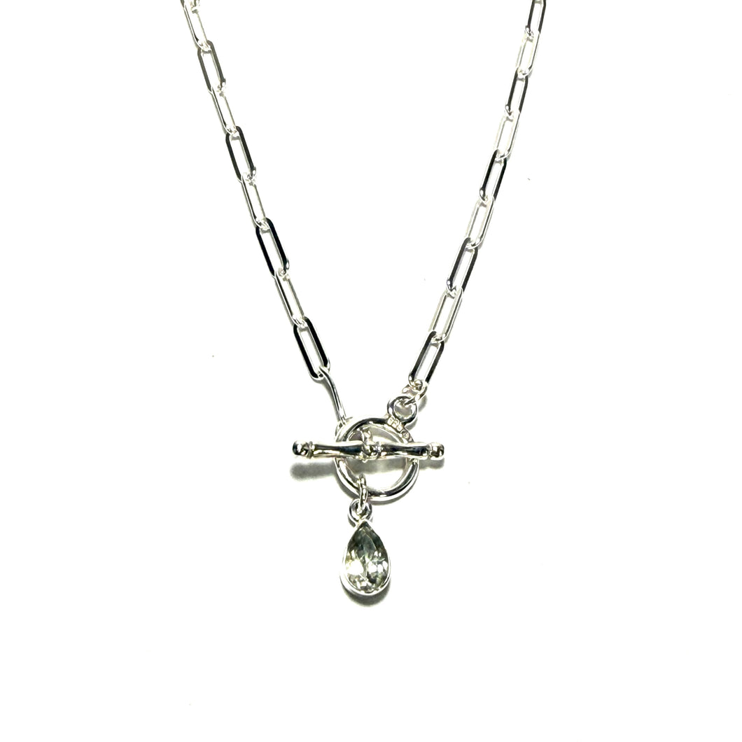 Sterling Green Amethyst & Paperclip Necklace