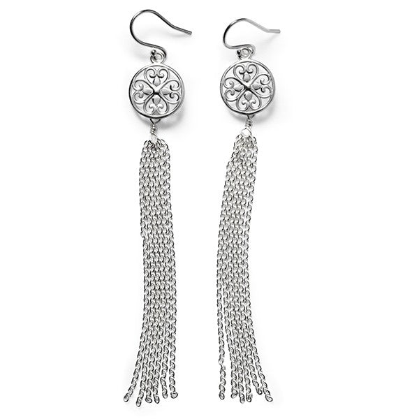 Southern Gates® Round Heart Scroll Tassel Earrings