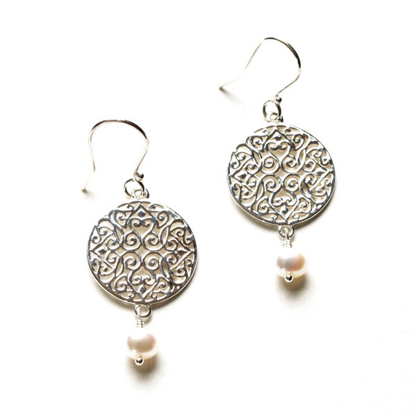 Southern Gates® Classic Scroll and Pearl Earring Hand Wrought Series