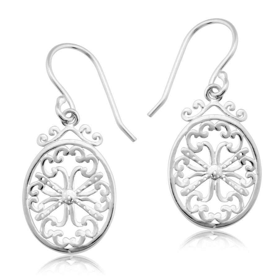 Southern Gates® Art Deco Oxidized Oval Gate Earrings