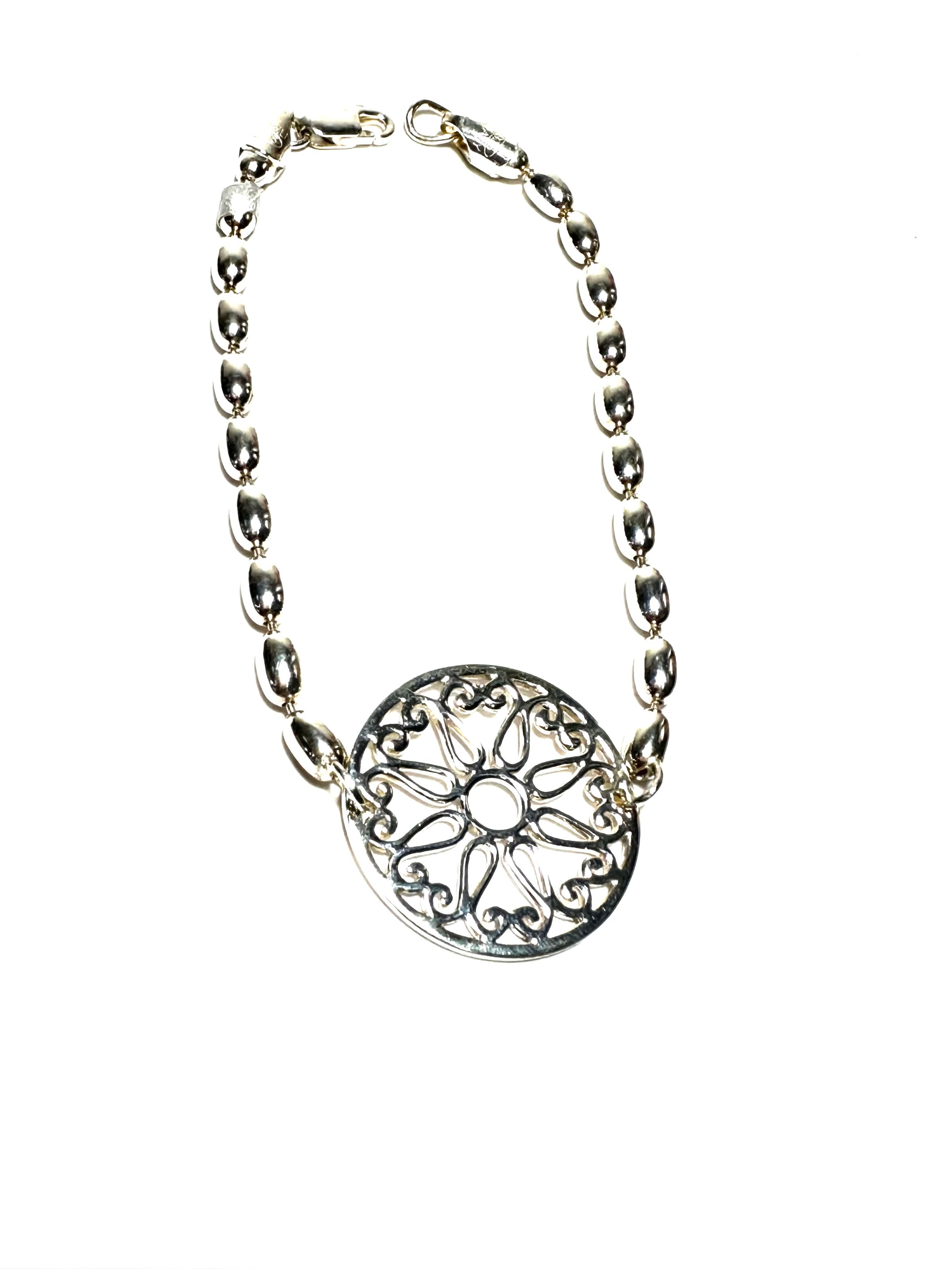 Round Sunburst Artisan Gate Rice Bead Bracelet