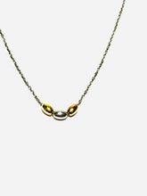 Load image into Gallery viewer, Tri-gold Sterling Rice Bead Mini Necklace
