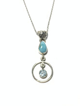 Load image into Gallery viewer, *Sterling Pearl, Blue Topaz &amp; Larimar Necklace
