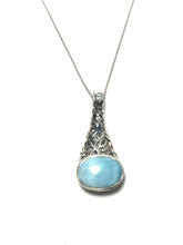 Load image into Gallery viewer, *Sterling Scroll Larimar Necklace
