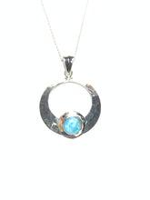 Load image into Gallery viewer, *Sterling Hammered Larimar Necklace
