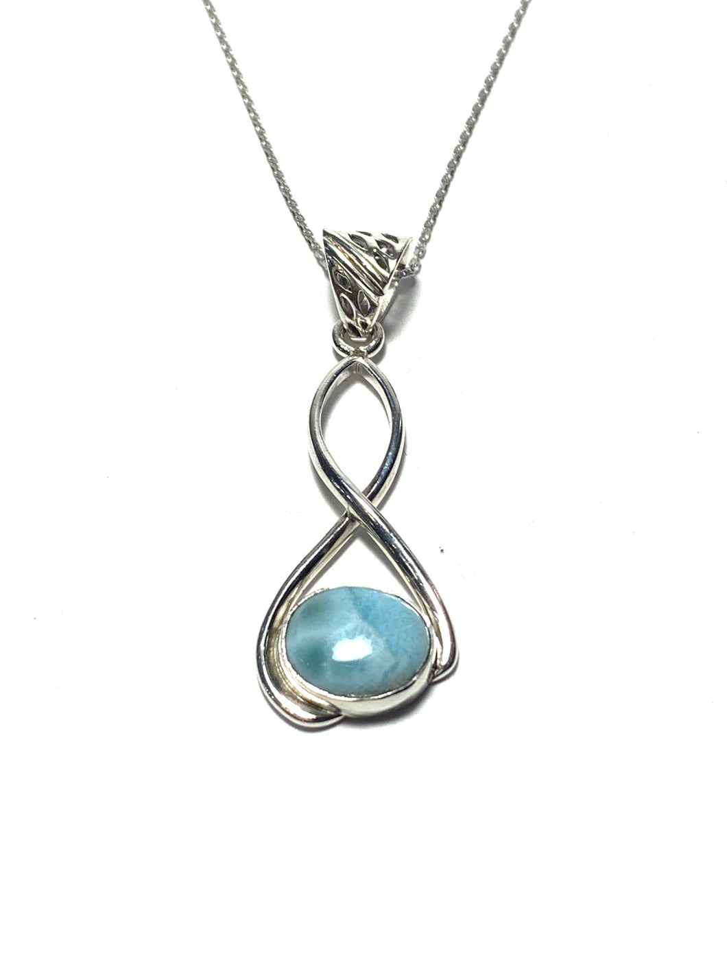 *Sterling Oval Twist Larimar Necklace